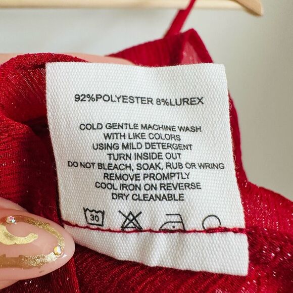 RUMORED Anthropologie Tango Tank – Red Sparkle Ruffle – NWT Small Y2K - Picture 7 of 9